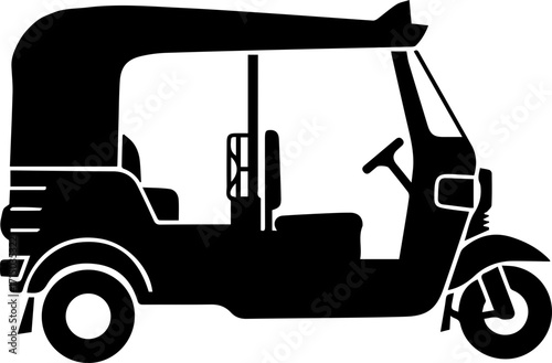 Iconic auto rickshaw silhouette offers vibrant urban transport and travel adventure inspiration
