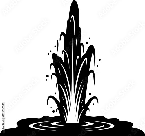 Dynamic water fountain spray creating refreshing, energetic splashes and visual interest for designs
