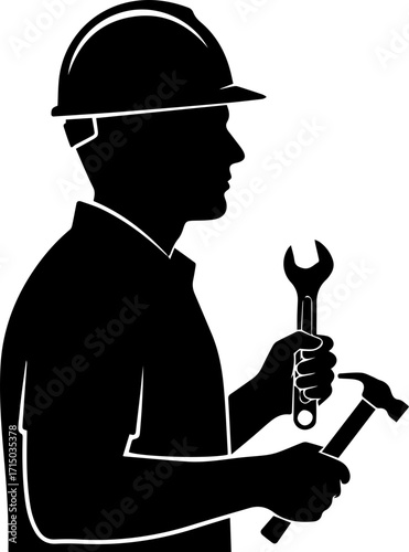 Skilled tradesman with tools ready for construction and repair projects, symbolizing hard work and dedication.