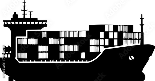 Massive container ship navigates ocean delivering global commerce, a symbol of international trade and logistics