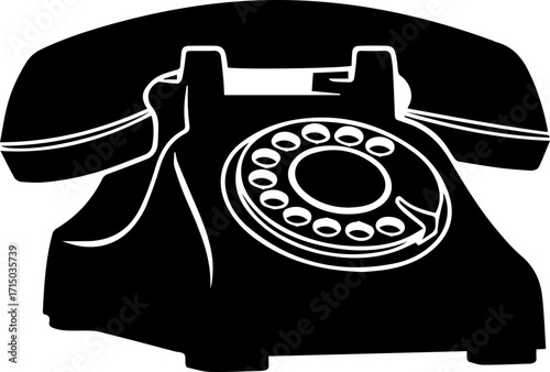 Classic rotary telephone silhouette evokes nostalgia for vintage communication and retro technology