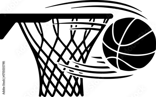Dynamic basketball soaring into net capturing thrilling game-winning shot action