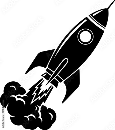 Dynamic rocket launching with powerful exhaust clouds, symbolizing innovation and ambitious space exploration.