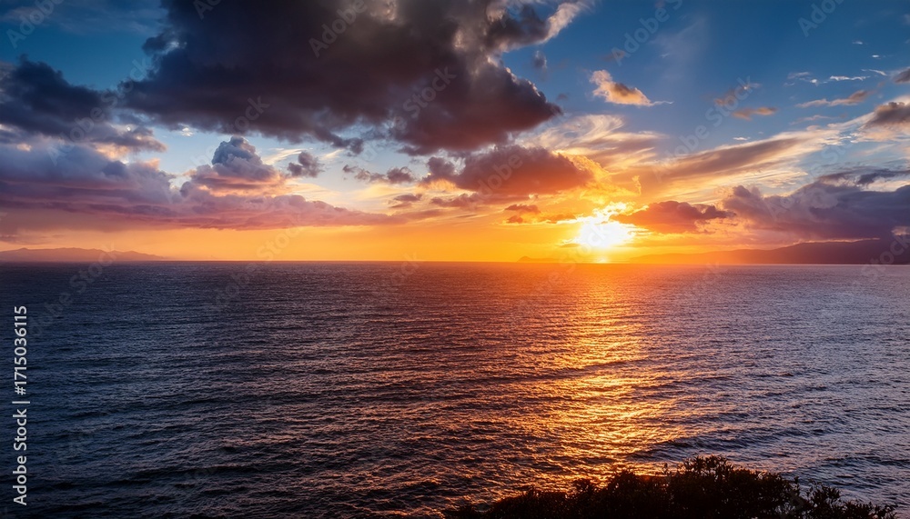 Obraz premium Dramatic Sunset Over The Sea