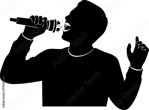 Dynamic vocalist belting out a powerful tune with microphone in hand, radiating energy