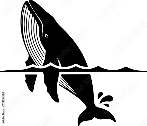 Majestic whale breaching ocean waves, powerful marine life, dynamic underwater adventure, sea exploration