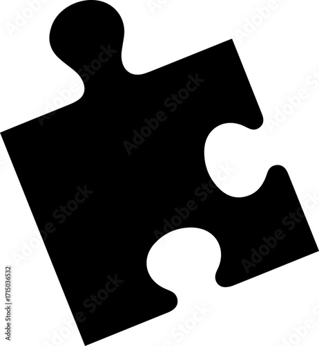 Bold black puzzle piece symbolizes problem solving, connection, and strategic thinking in business and life.