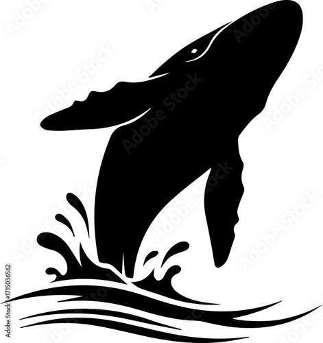 Majestic whale breaches ocean waves in powerful leap, symbolizing freedom and nature's wonder