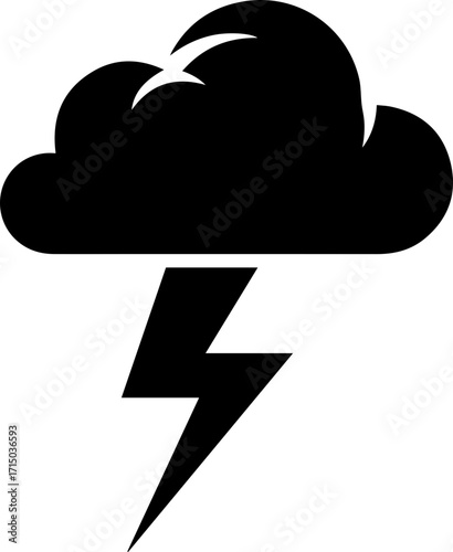 Dynamic lightning bolt strikes from a dark cloud, signaling powerful natural energy and change