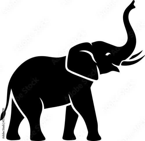 Majestic elephant with raised trunk symbolizes power, strength, and natural wonder for your projects.