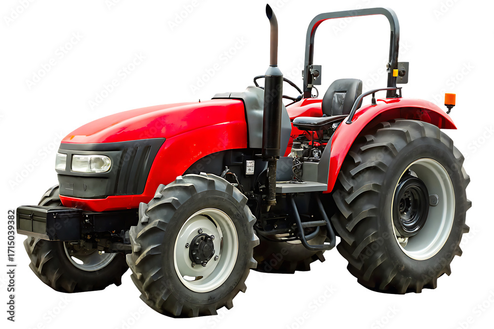 Obraz premium Red tractor vehicle isolated on a transparent background