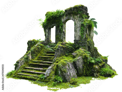 Ancient Stone Ruins with Green Moss PNG


