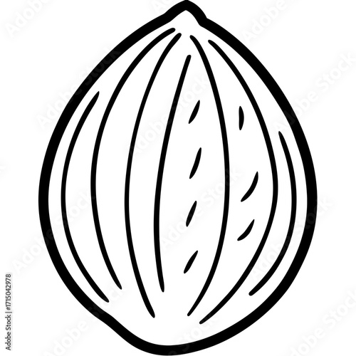 Stylized black outline of a hazelnut silhouette isolated on white background