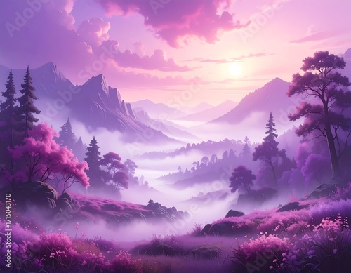 Magical Purple Mountain Valley.