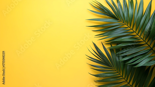 Tropical Palm Leaves on Yellow Background | Summer Vibes