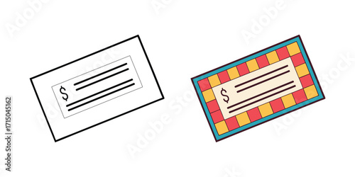 Two stylized representations of a gift certificate or voucher with a dollar sign vector
