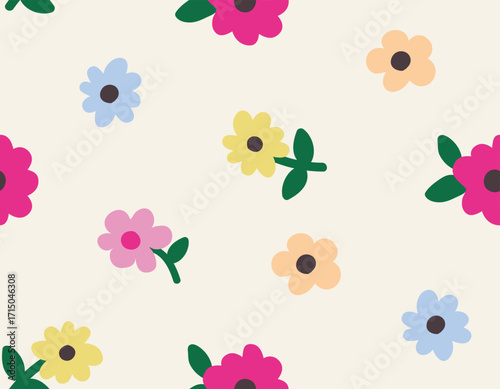 seamless pattern with flowers,daisy flower multi color flowers