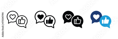 Social media icon symbol collection. Customer feedback line icon. Positive reviews linear style sign symbol