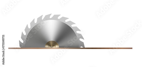 Cartoon circular blades icon or symbol. Drawing half logo. Circular saw blade for woodworking machine, sawing machine. Electric saw, circle. Vector