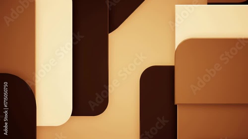 Animated abstract geometric background with moving rounded shapes in warm brown and beige colors in a modern minimalist style
