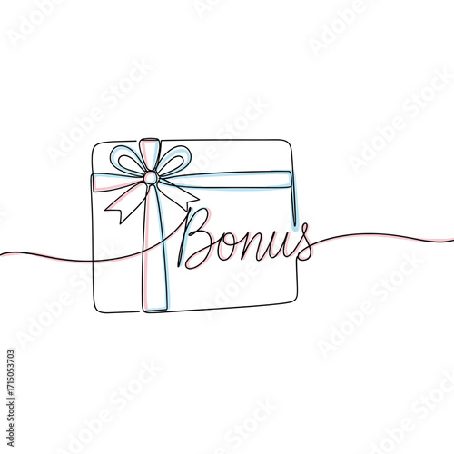 Simple line art gift box with 'Bonus' text for special offers and rewarding experiences