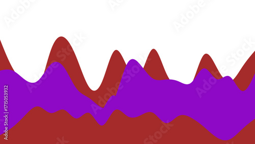 Abstract graphic design featuring undulating purple and red-brown wave shapes against a clean white background, ideal for technology, sound, or data visualization concepts.