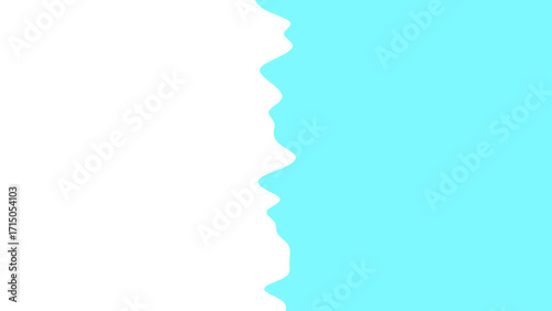 Clean abstract background featuring a wavy, irregular border separating vibrant light blue and fresh white. Ideal for modern design, branding, or digital templates.