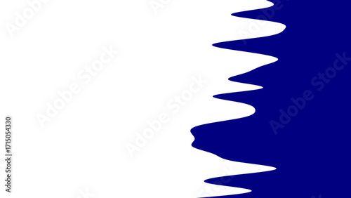 Dynamic abstract background featuring a wavy, jagged line separating bold white and deep blue colors. Ideal for modern graphic design, presentations, or branding.