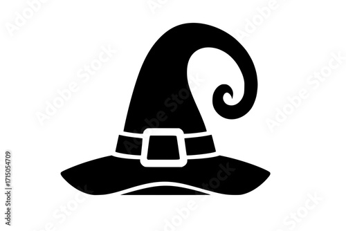 Black Witch Hat Icon Isolated for Halloween Celebration
