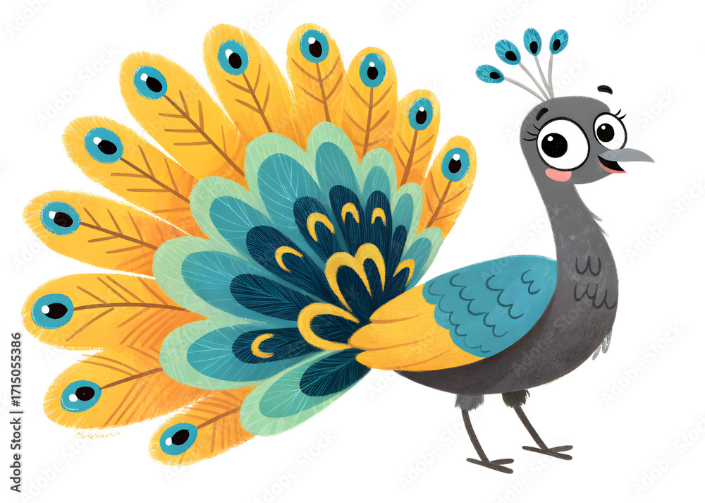 Fototapeta premium Peacock on white background