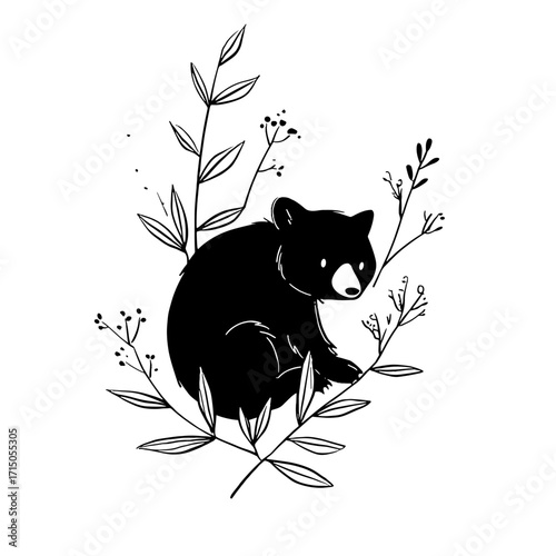 Tree Kangaroo. Tree Kangaroo simple black and white line art vector logo