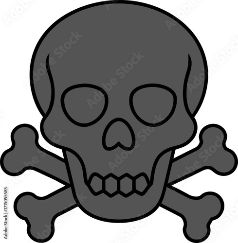 Skull and Crossbones Symbol Illustration in Gray on White Background danger warning