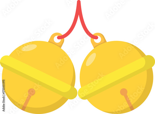 Round Gold Bell Flat Illustration. Clean Icon Design Element on Isolated White Background