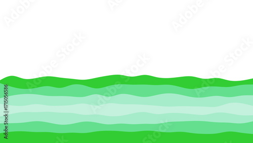 Abstract layered green waves creating a serene, modern background. Ideal for digital design, ecological themes, presentations, or website banners.