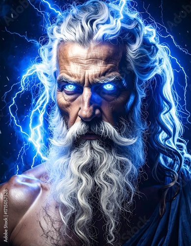 Powerful ancient god with electric aura