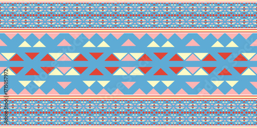 Seamless geometric pattern with shapes and decorative elements for fabric and wallpaper design
