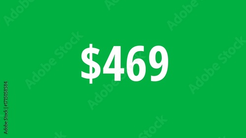 Price tag count up 500 green background Vector illustration Finance concept Minimalist design Isolated on green background
