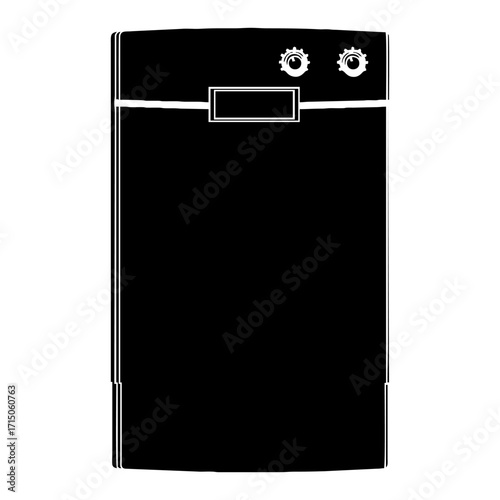 Dishwasher: A clean and modern dishwasher in graphic black and white style, designed to make life easier in a contemporary kitchen set background transparent