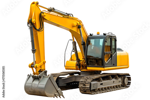 Yellow excavator isolated on white background isolated on a transparent background