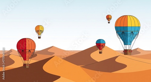 Hot Air Balloons Over Desert
