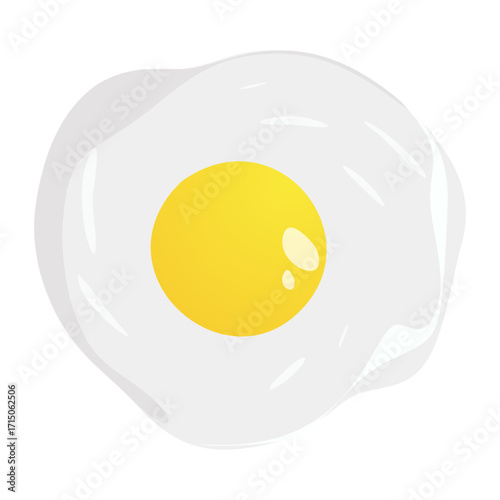 Isolated vector illustration of a fried egg with a perfectly yellow yolk on a white background transparent
