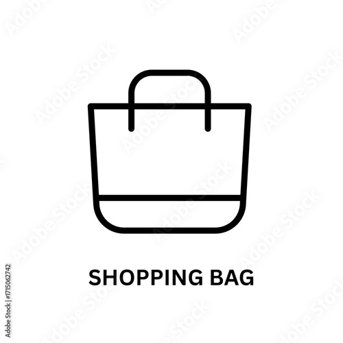 Black outline shows shopping bag icon on white; branding, ui/ux design, posters.
