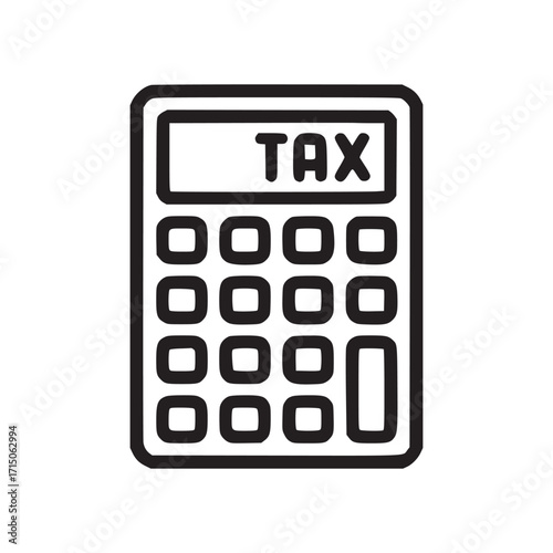 Vector art of tax calculator icon this minimalist design features a simple, elegant calculator symbol with the word tax displayed, perfect for finance, accounting, and business contexts its clean line