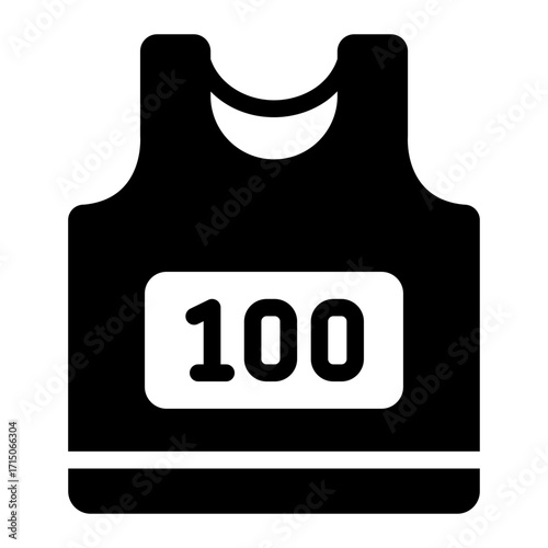 bib number glyph icon used in marathon competition