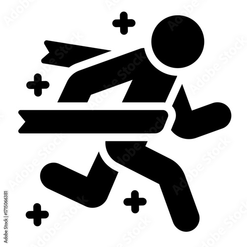 finish glyph icon showing athlete crossing the goal line