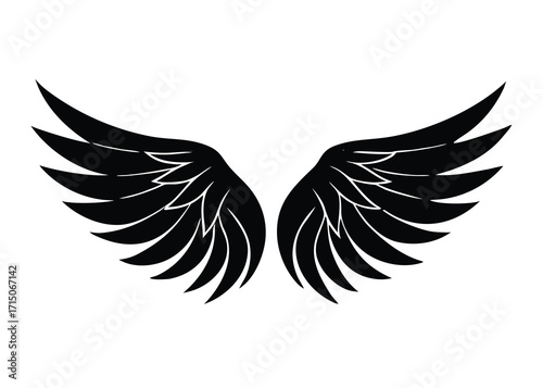 angel wings silhouette vector art icon