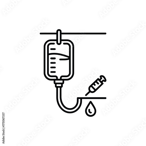 Intravenous Drip and Syringe Illustration for Medical Infusion Therapy and Healthcare Treatment