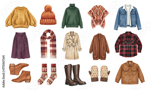 Watercolor Autumn Winter Cozy Fashion Collection