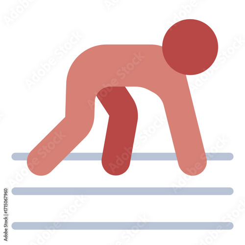 start pose flat icon for running competition preparation