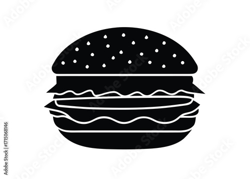 burger silhouette vector art icon